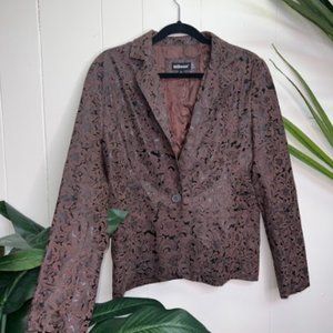 Women's Light brown & Black Floral Design Blazer